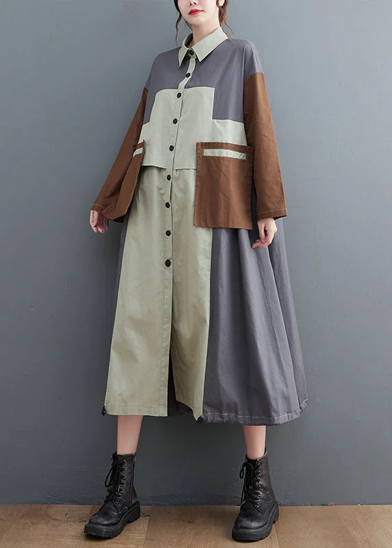 Early Access flowy dressPlus Size Grey Oversized Patchwork Cotton Shirt Dress Spring Early Access flowy dressPlus Size Grey Oversized Patchwork Cotton Shirt Dress Spring