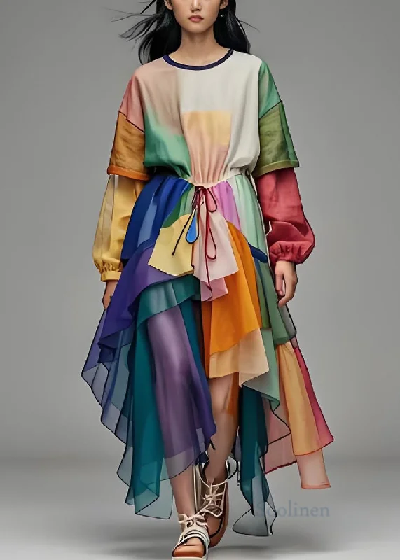 Limited Time Discount wrap-around dressBoho O Neck Asymmetrical Patchwork Cotton Dresses Long Sleeve Limited Time Discount wrap-around dressBoho O Neck Asymmetrical Patchwork Cotton Dresses Long Sleeve