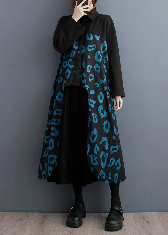 Daily Deals chic slip dressDIY Black Oversized Patchwork Cotton Shirt Dress Fall