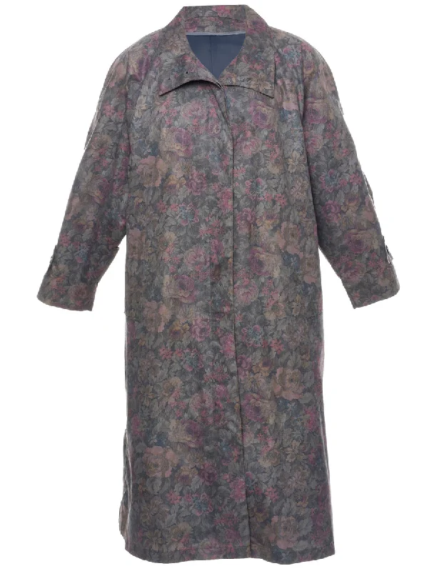 Daily Deals modern outerwearFloral Pattern Trench Coat - L