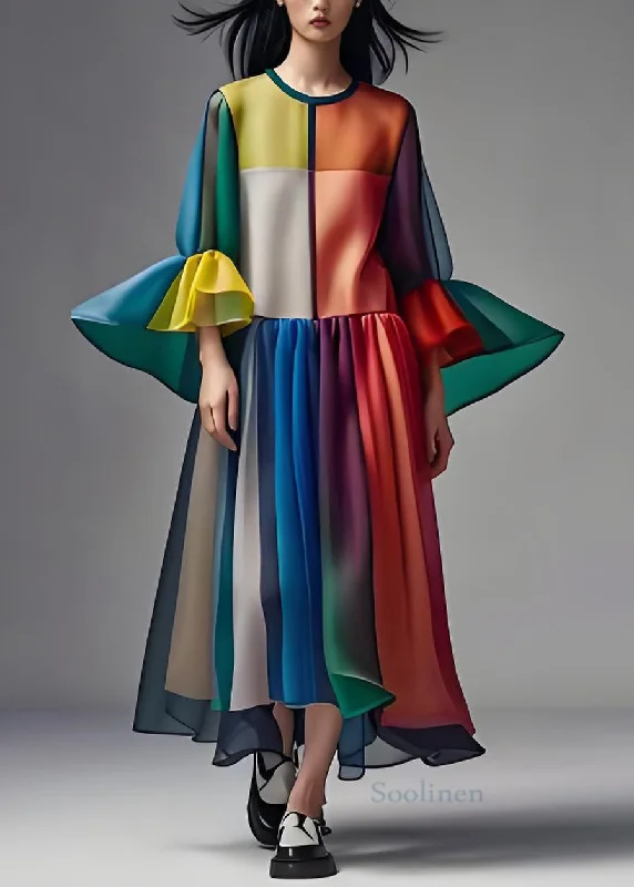 Can't Be Beat stylish party dressWomen Colorblock O Neck Patchwork Loose Chiffon Dress Summer Can't Be Beat stylish party dressWomen Colorblock O Neck Patchwork Loose Chiffon Dress Summer