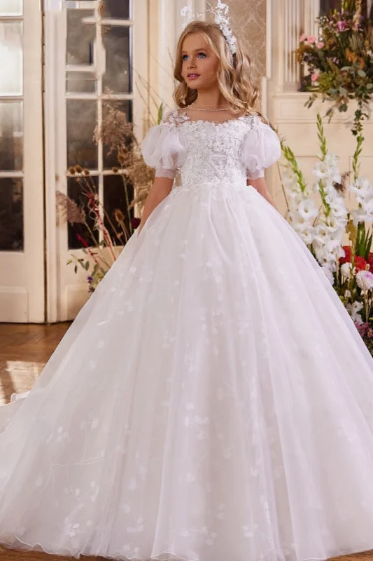 Sneak Peek Sale satin midi dressA-Line Illusion Neck Puff Sleeves Tulle Flower Girl Dresses With Bow(s) 808548412340 Sneak Peek Sale satin midi dressA-Line Illusion Neck Puff Sleeves Tulle Flower Girl Dresses With Bow(s) 808548412340