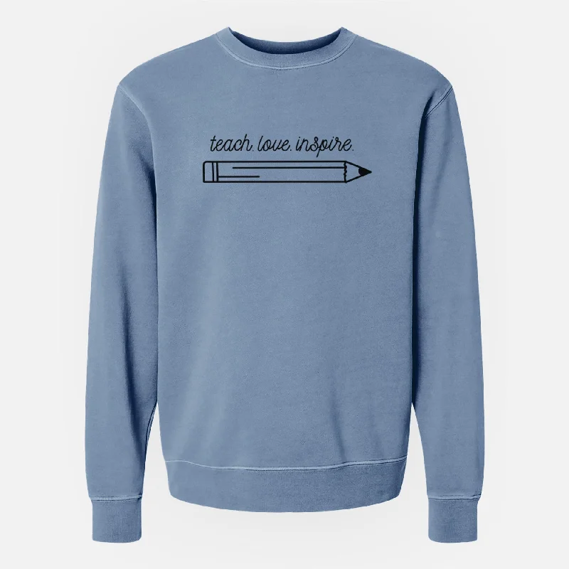 Bonus Savings urban workout sweatshirtteach. love. inspire. - Unisex Pigment Dyed Crew Sweatshirt