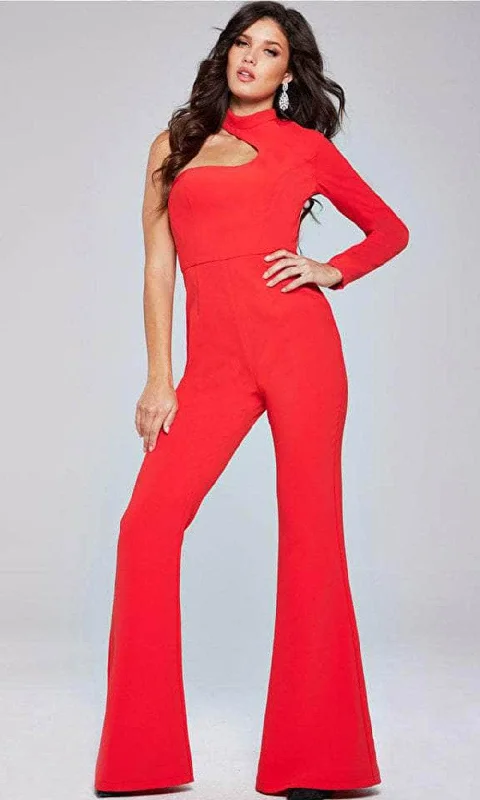 Grand Opening Sale Jovani 41052 - One-Shoulder High Neck Jumpsuit