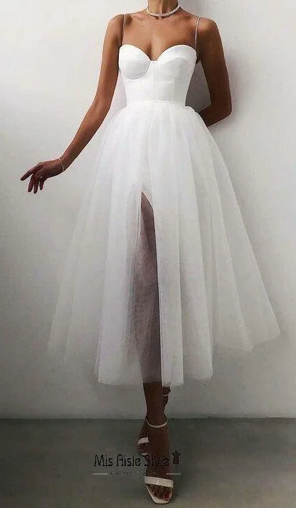 Flash Deals t-shirt dressShort Slit Summer Wedding Dress