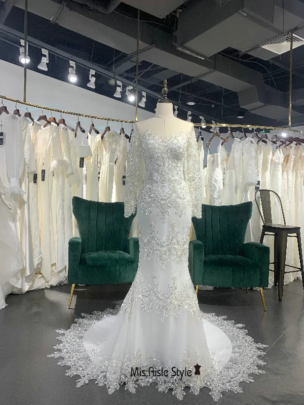 Act Now structured dressMermaid Long Sleeve Sparkle Wedding Dress