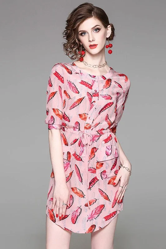 casual evening dressFeather Print Silk Dress