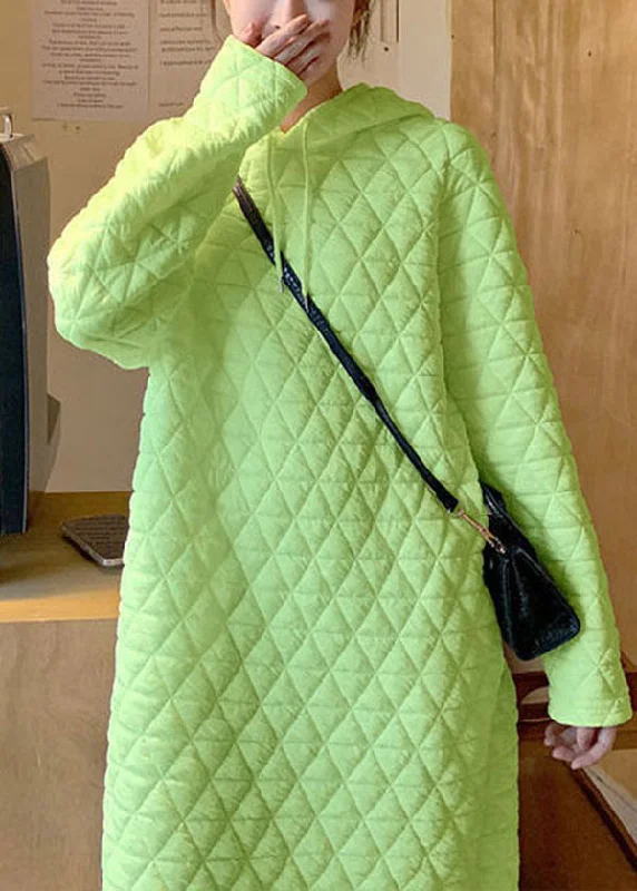 The Best Prices elegant evening dressFitted Green Solid Hooded Fine Cotton Filled Dress Winter The Best Prices elegant evening dressFitted Green Solid Hooded Fine Cotton Filled Dress Winter