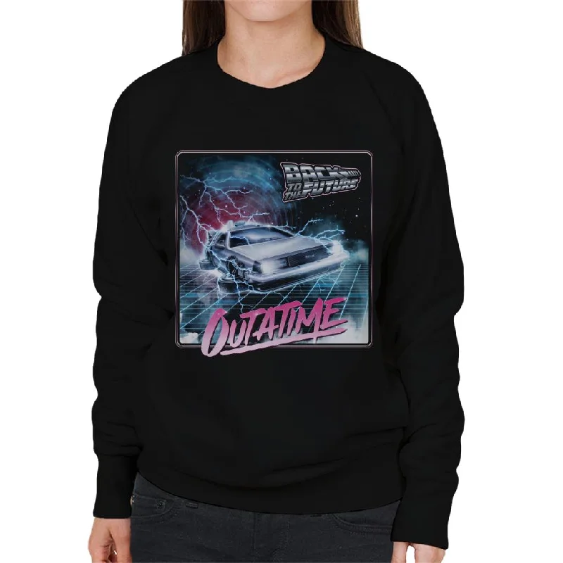Limited Quantity performance workout sweatshirtBack to the Future Delorean Lightning Outatime Women's Sweatshirt