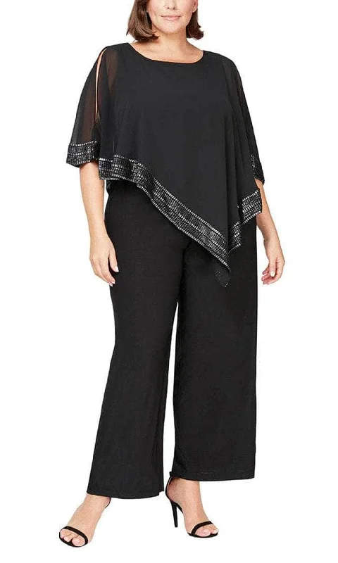 Year-End Sale SLNY 9477331 - Metallic Trim Cape Jumpsuit