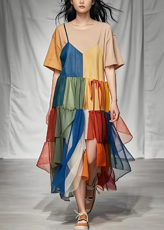 Doorbuster Deal cocktail party dressStyle O Neck Wrinkled Tulle Patchwork Cotton Long Dress Summer Doorbuster Deal cocktail party dressStyle O Neck Wrinkled Tulle Patchwork Cotton Long Dress Summer