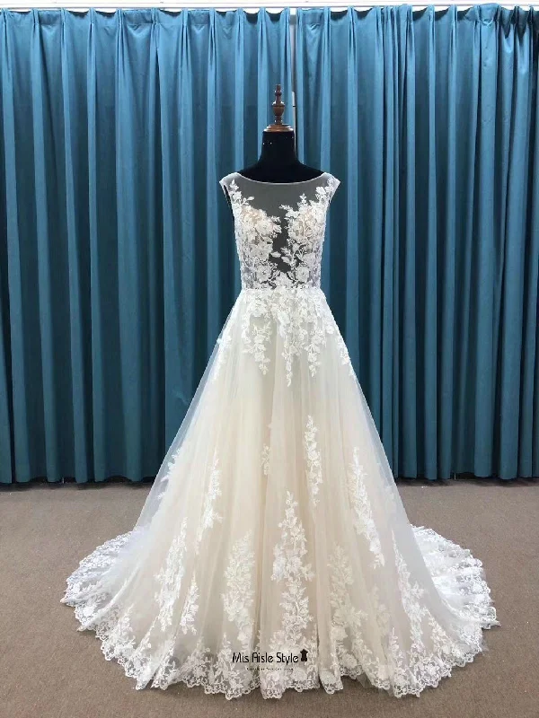 Extra Discounts formal dressSexy Illusion Lace Wedding Dress