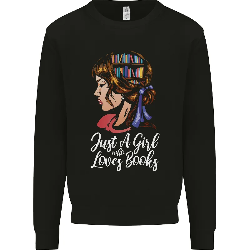 fitness lifestyle hoodieA Girl Who Loves Books Bookworm Reading Mens Sweatshirt Jumper