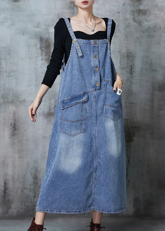 Extra Savings knit dressBoho Blue Oversized Patchwork Denim Dress Summer