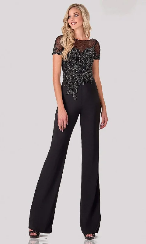 Bonus Savings Terani Couture - 2027E2940 Beaded Bodice Short Sleeve Jumpsuit