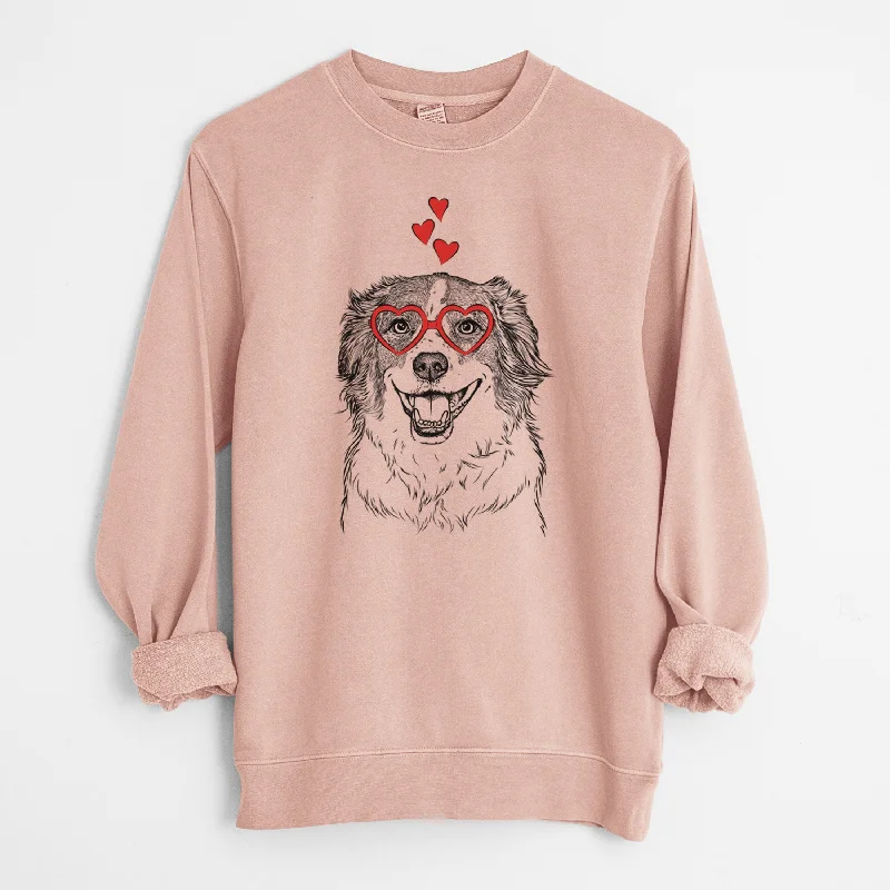 lightweight fitness hoodieValentine Belle the Australian Shepherd Mix - Unisex Pigment Dyed Crew Sweatshirt