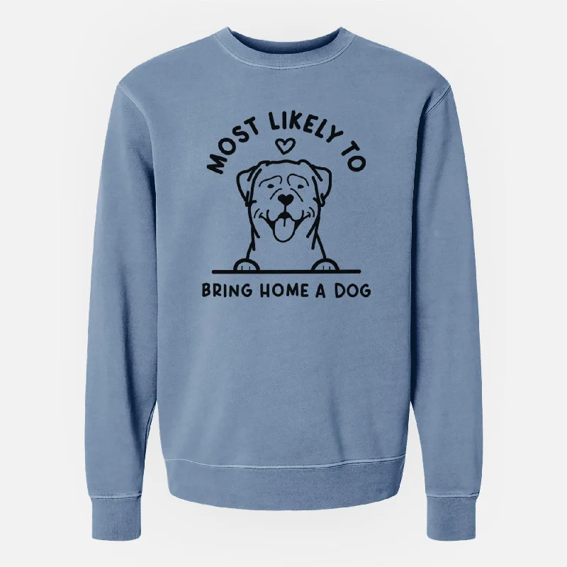 Best Seller loose fit athletic hoodieMost Likely to Bring Home a Dog - Rottweiler - Unisex Pigment Dyed Crew Sweatshirt