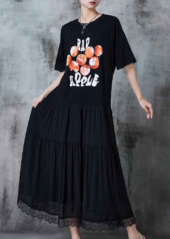 Can't Miss casual shift dressClassy Black Exra Large Hem Patchwork Lace Cotton Dresses Summer Can't Miss casual shift dressClassy Black Exra Large Hem Patchwork Lace Cotton Dresses Summer