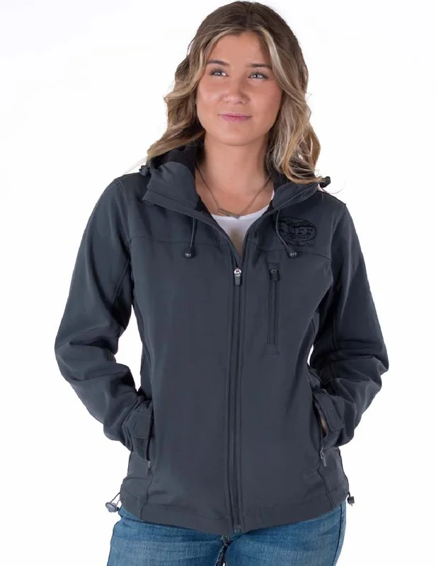 insulated winter jacketCowgirl Tuff Womens Stretch Charcoal Nylon Softshell Jacket