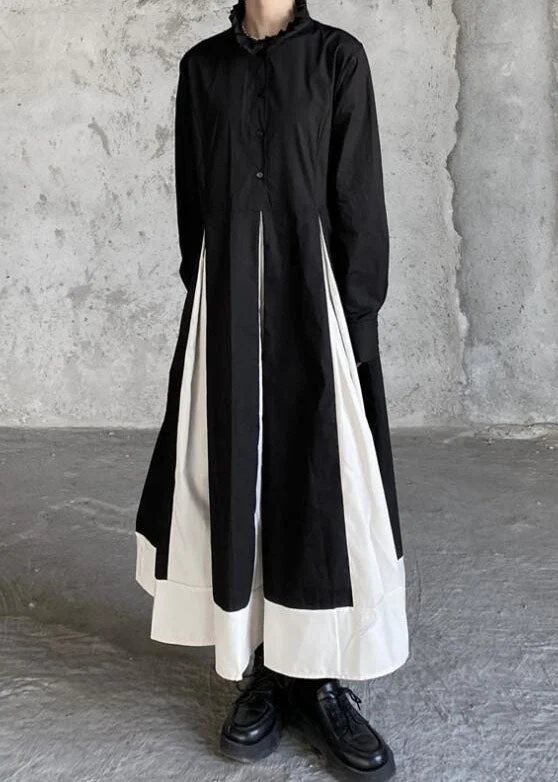 Act Fast casual knit dressCasual Black Stand Collar Patchwork Exra Large Hem Cotton Shirts Dresses Spring Act Fast casual knit dressCasual Black Stand Collar Patchwork Exra Large Hem Cotton Shirts Dresses Spring