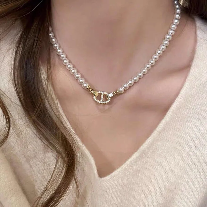 Fantastic Offers tiered dressPearl necklace sweater chain choker collarbone chain  748784777293