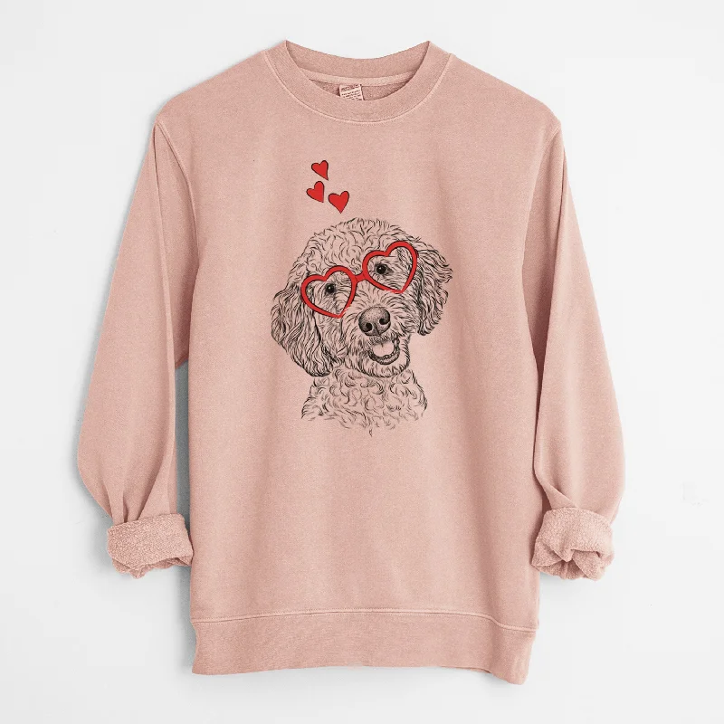 cozy workout hoodieValentine Gizmo the Goldendoodle - Unisex Pigment Dyed Crew Sweatshirt