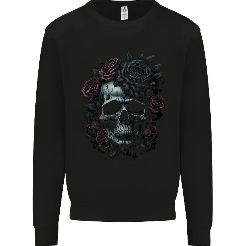 warm workout hoodieA Gothic Skull With Flowers Roses Goth Mens Sweatshirt Jumper