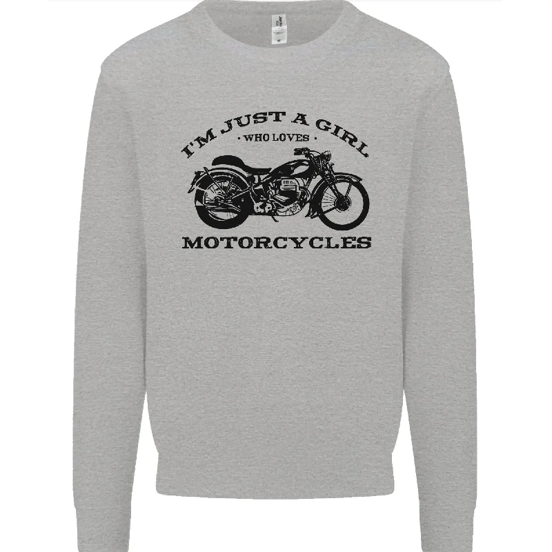 loose fit athletic hoodieA Girl Who Loves Motorcycles Biker Mens Sweatshirt Jumper