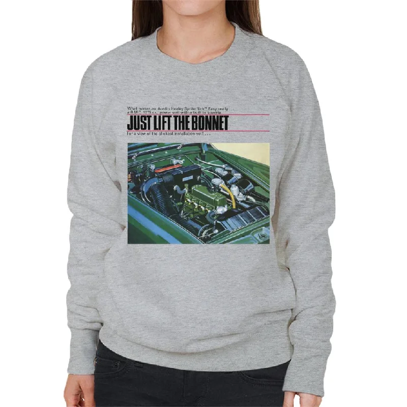 warm workout hoodieAustin Healey Just Lift The Bonnet British Motor Heritage Women's Sweatshirt