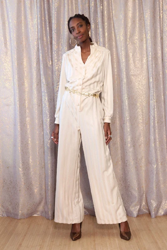 Limited Edition Eggnog Stripe Jumpsuit M