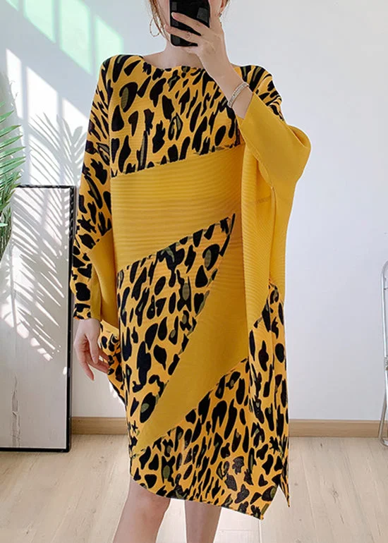 formal dressYellow O-Neck Asymmetrical Patchwork Dresses Batwing Sleeve