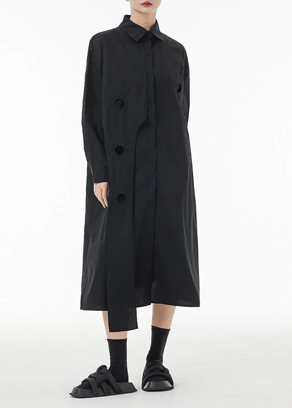 Price Fest minimalistic dressBoho Black Asymmetrical Patchwork Cotton Maxi Dresses Spring