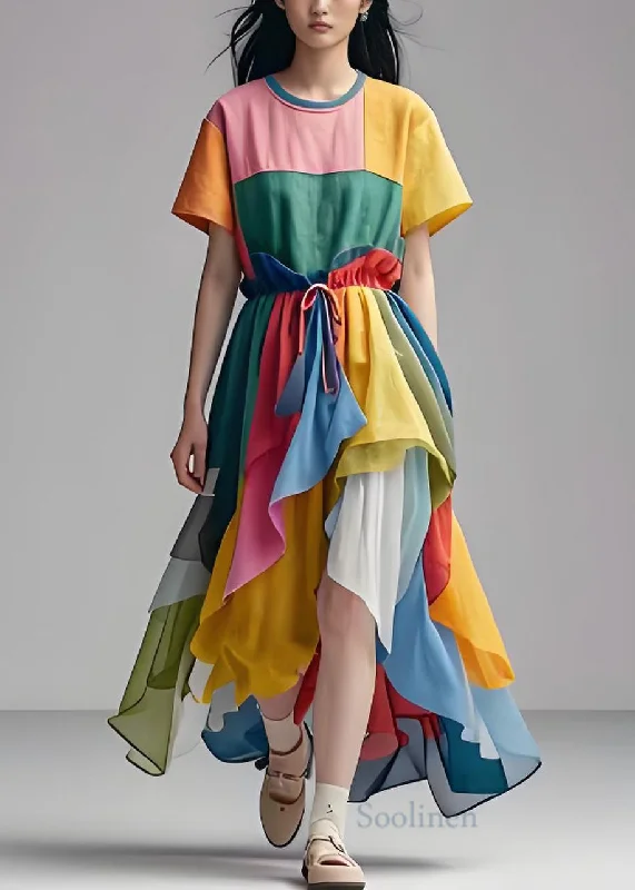 Price Slash casual summer dressStylish Colorblock O Neck Asymmetrical Patchwork Cotton Dress Summer Price Slash casual summer dressStylish Colorblock O Neck Asymmetrical Patchwork Cotton Dress Summer