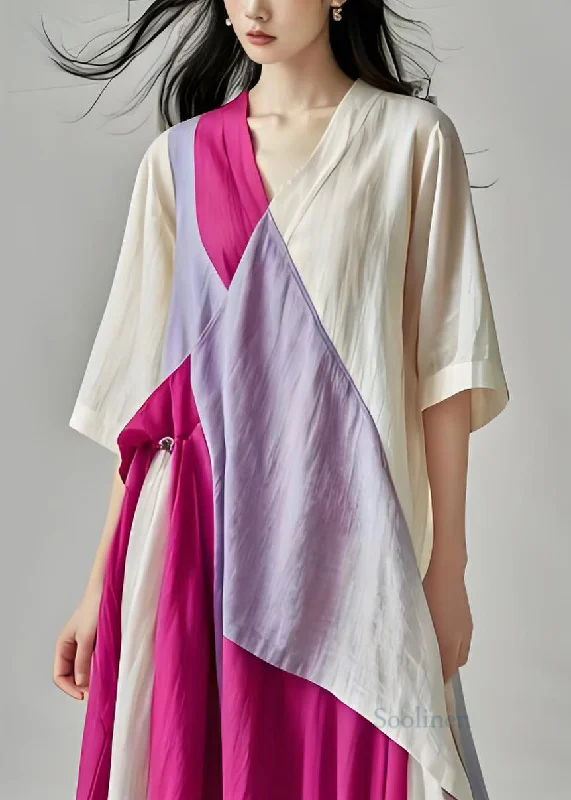 Anniversary Sale satin midi dressBoutique Colorblock V Neck Patchwork Cotton Long Dress Summer Anniversary Sale satin midi dressBoutique Colorblock V Neck Patchwork Cotton Long Dress Summer