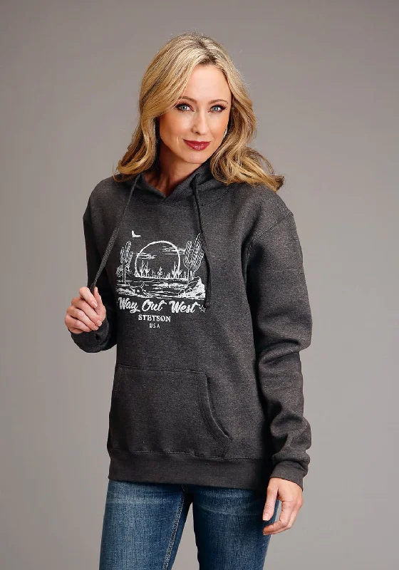 sleek and warm coatStetson Womens Way Out West Grey Cotton Blend Hoodie