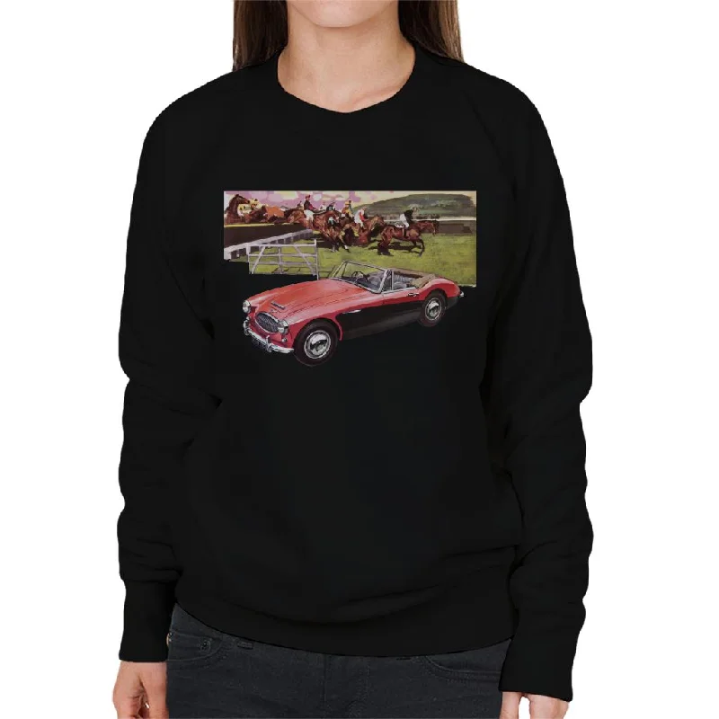 luxe gym hoodieAustin Healey Sports Horses Jump British Motor Heritage Women's Sweatshirt