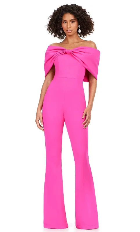 Online Exclusive Ashley Lauren 11414 - Bow-Detailed Off Shoulder Jumpsuit