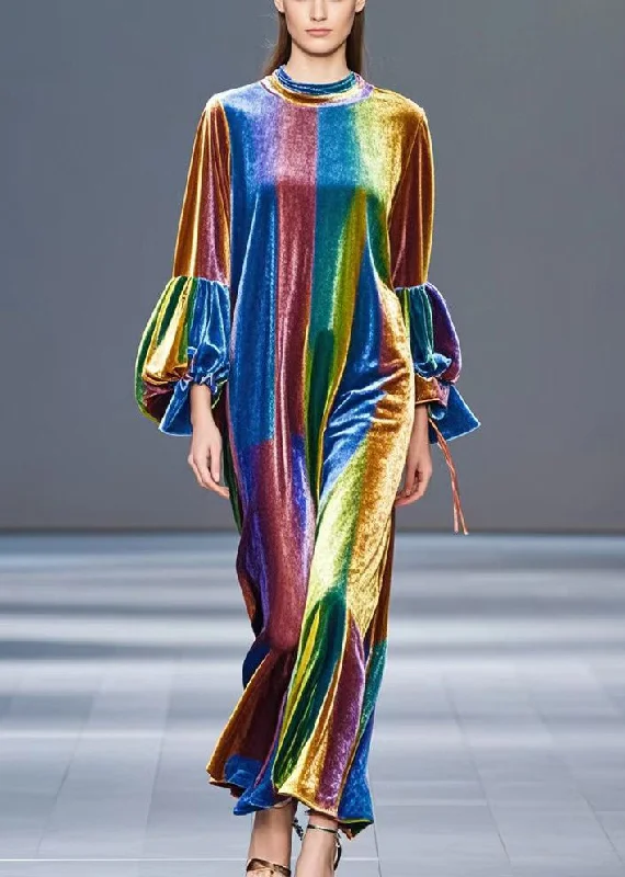 Seasonal Sale comfy maxi dressDIY Gradient Color Tie Dye Silk Velvet Long Dress Lantern Sleeve Seasonal Sale comfy maxi dressDIY Gradient Color Tie Dye Silk Velvet Long Dress Lantern Sleeve