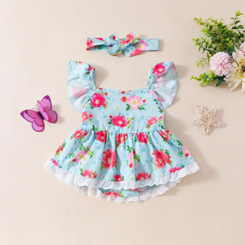 Today’s Deal Baby Floral Romper Rompers Jumpsuit Skirt