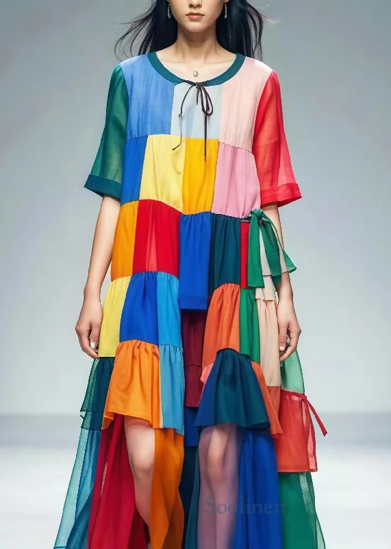 YEAR-End Sale fitted bodycon dressBohemian Colorblock Oversized Patchwork Tulle Beach Dress Summer YEAR-End Sale fitted bodycon dressBohemian Colorblock Oversized Patchwork Tulle Beach Dress Summer