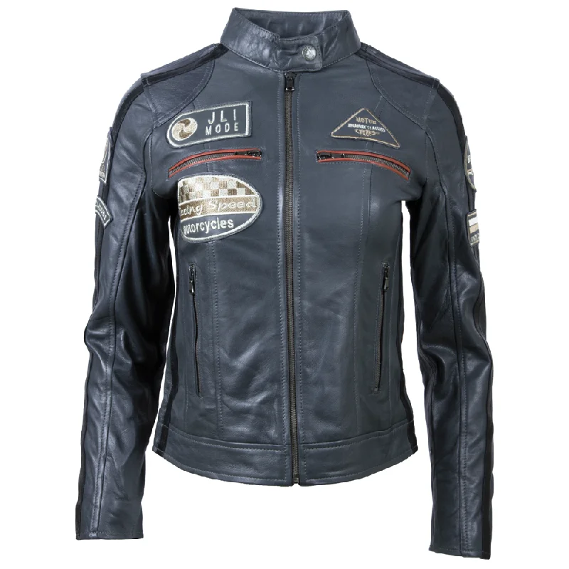 Stock Up and Save soft shell coatQOOC Women's Racing Biker - Platinum Grey