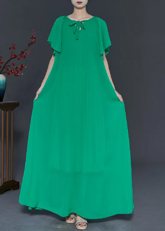 wrap dressGrass Green Chiffon A Line Dresses Tie Waist Summer