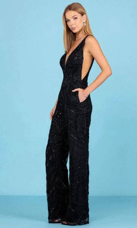 Don't Wait SCALA 60295 - V-Neck Beaded Jumpsuit