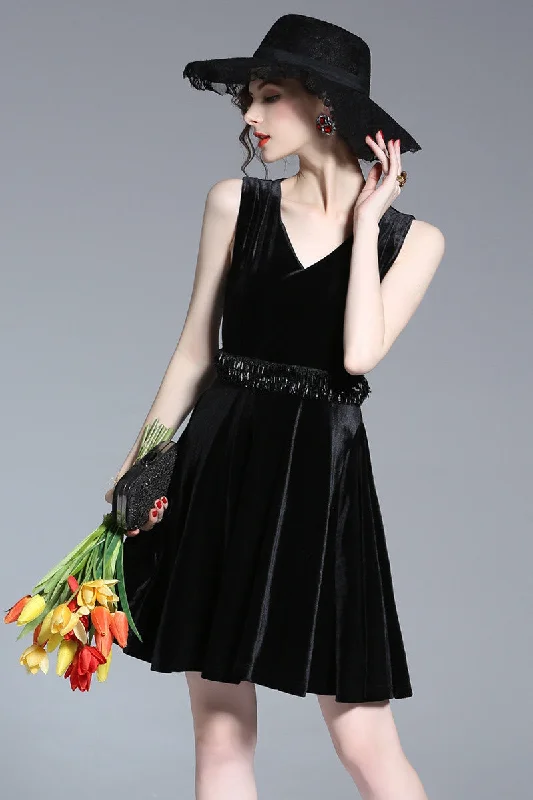 party dressV Neck Velvet Dress