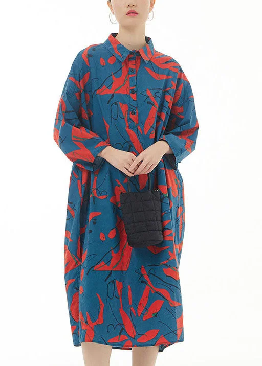 Super Sale ruffle dressPlus Size Blue Peter Pan Collar Print Patchwork Cotton Shirts Dress Spring Super Sale ruffle dressPlus Size Blue Peter Pan Collar Print Patchwork Cotton Shirts Dress Spring