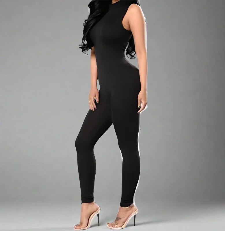 Hurry In Turtle Neck Black Jumpsuit