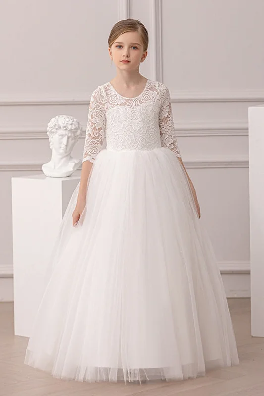 Stock Up and Save vintage dressBall-Gown Illusion Neck 3/4 Length Sleeve Lace/Tulle Flower Girl Dresses With Lace 855880153423 Stock Up and Save vintage dressBall-Gown Illusion Neck 3/4 Length Sleeve Lace/Tulle Flower Girl Dresses With Lace 855880153423