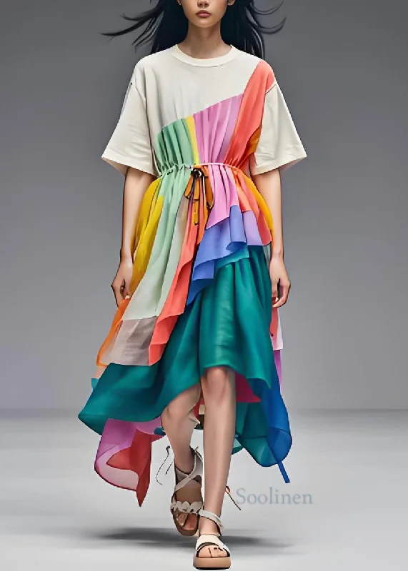 While Supplies Last shift dressOriginal Design Asymmetrical Drawstring Patchwork Cotton Dress Summer While Supplies Last shift dressOriginal Design Asymmetrical Drawstring Patchwork Cotton Dress Summer