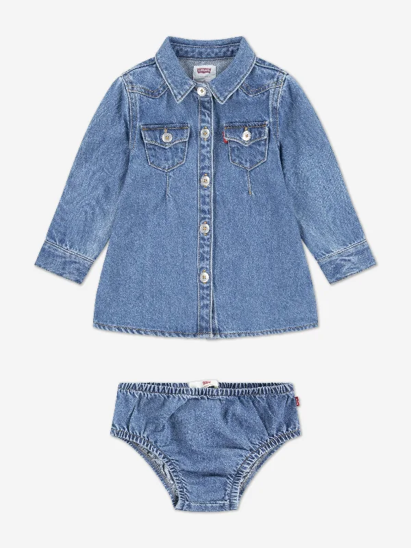 Closeout denim dressBaby Girls Out West Denim Dress in Blue
