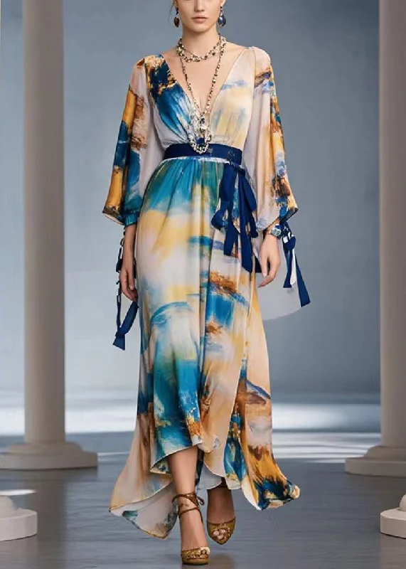 Super Savings casual evening dressFitted Khaki Cinched Print Draping Chiffon Ankle Dress Fall